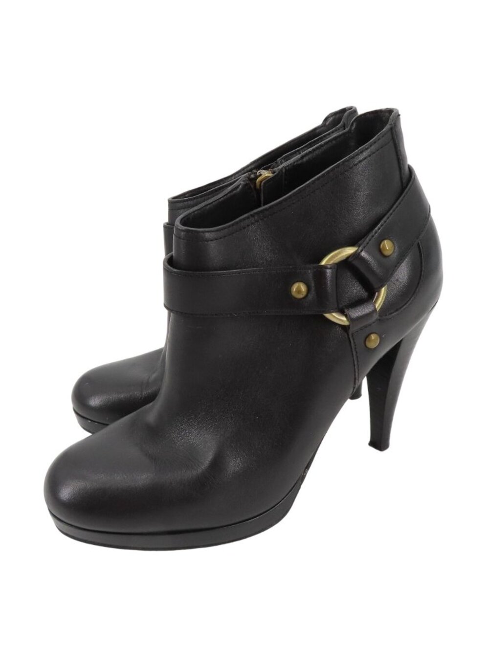 Cole Haan 6.5 B Women Kennedy Solid Black Leather Platform Ankle Boots Booties